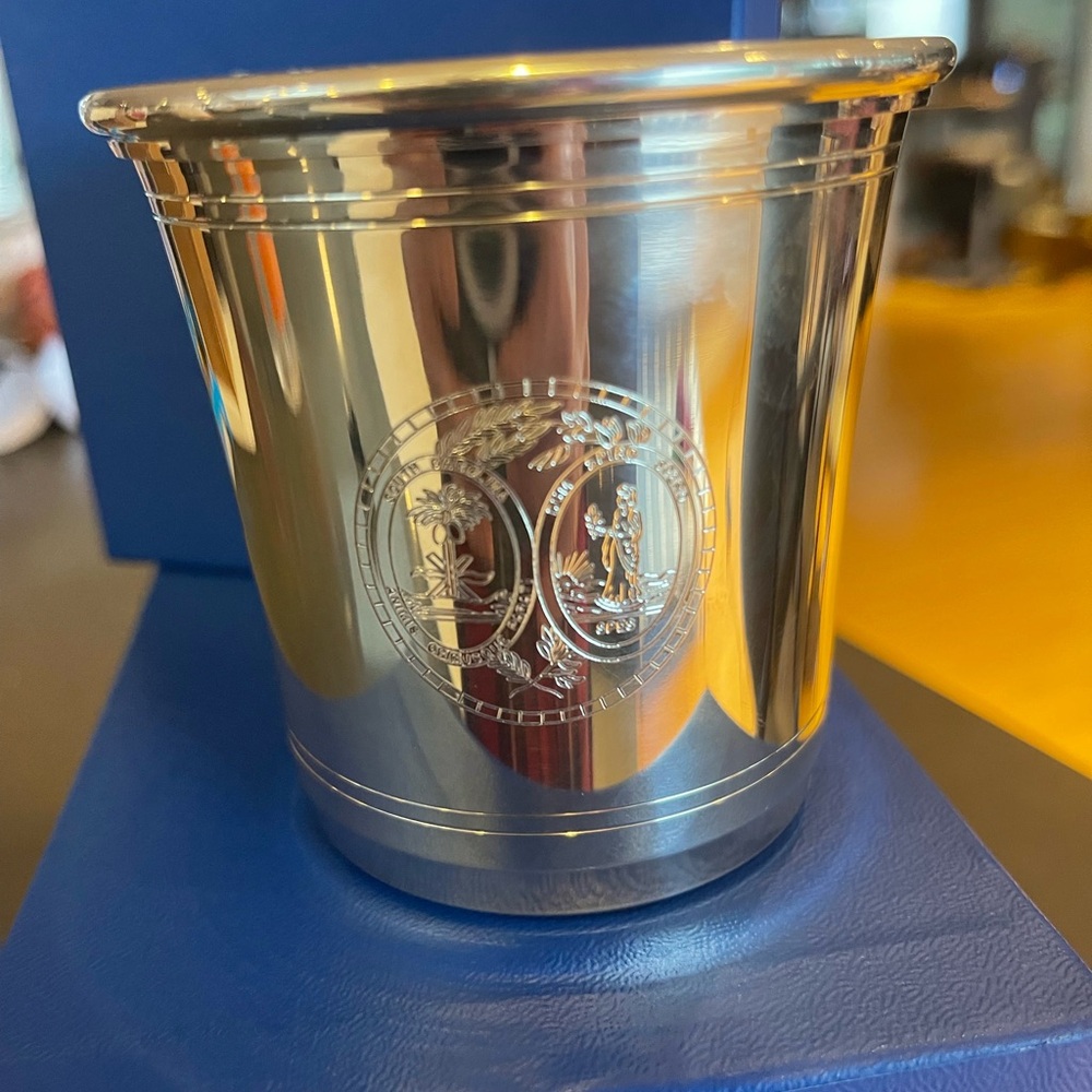 Elegant Pewter Engraved Cup - mint juleps!